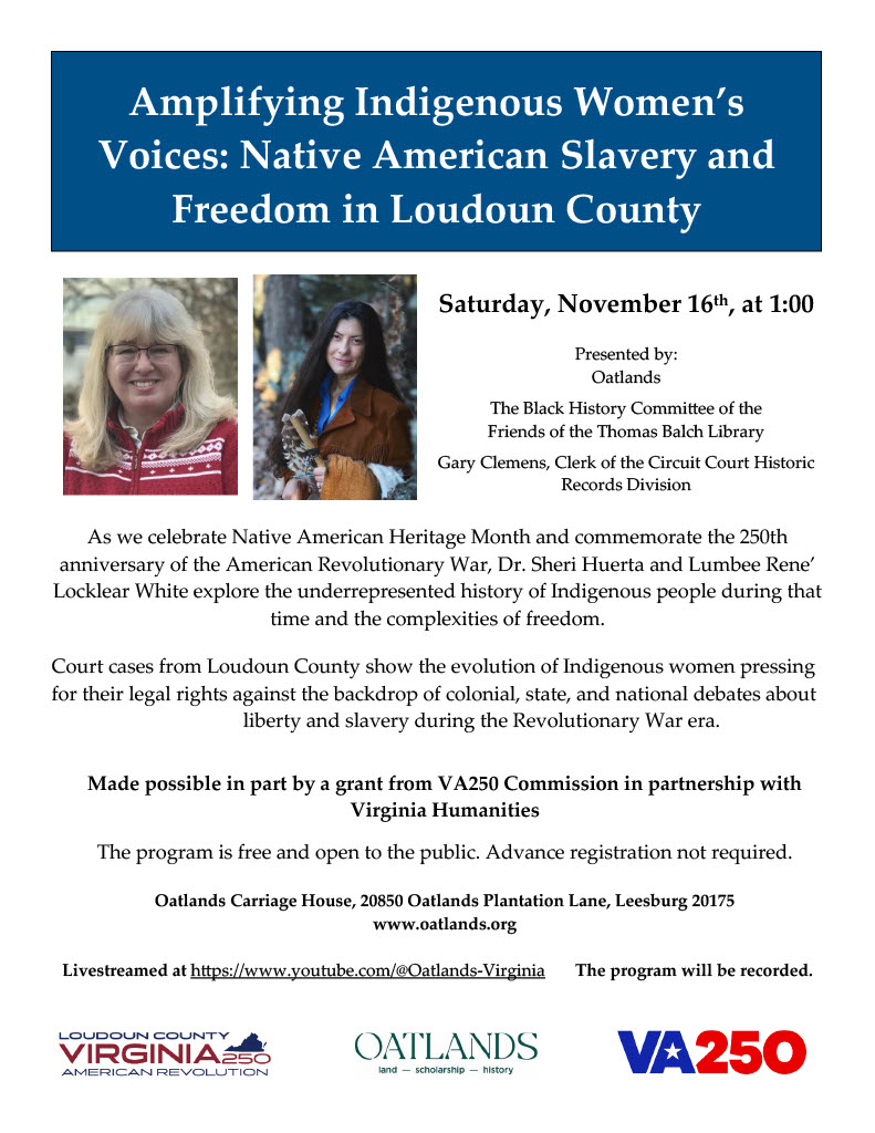 Amplifying Indigenous Women’s Voices: Native American Slavery and Freedom in Loudoun County